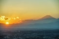 Yokohama city and Mount Fuji and dusk