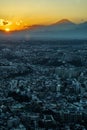 Yokohama city and Mount Fuji and dusk