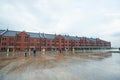 People visit Yokohama Red brick Warehouse after rain fall