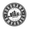 Yokohama Japan Round Stamp Icon Skyline City Badge Vector Seal.