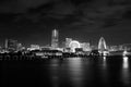 Yokohama, Japan skyline in Black & White