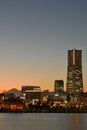 Yokohama, Japan skyline with mount Fuji