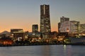 Yokohama, Japan skyline with mount Fuji