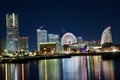 Yokohama, Japan skyline at night