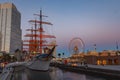 Yokohama Minato Mirai 21 Area and training ship for the cadets of the Japanese merchant marine Nippon Maru. Yokohama, Japan