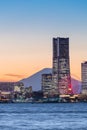Yokohama Minato Mirai Bayside and Mountain Fuji Royalty Free Stock Photo