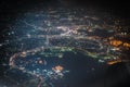 Yokohama night view as seen from an airplane Royalty Free Stock Photo