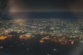 Yokohama night view as seen from an airplane Royalty Free Stock Photo