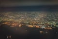 Yokohama night view as seen from an airplane