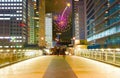 Yokohama night view and fireworks composite photograph