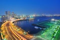 Yokohama port and Minato Mirai Bridge at night