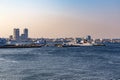 Yokohama port and Tokyo Bay at Sunset Royalty Free Stock Photo