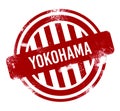 Yokohama - Red grunge button, stamp