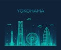 Yokohama skyline, Japan Trendy vector linear style