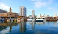 Yokahama Bay and the Yokohama Skyline in Yokohama, Kanagawa, Japan.