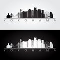 Yokohama skyline and landmarks silhouette