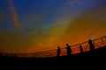 Yokohama Universitys Bridge and the people of the silhouette Royalty Free Stock Photo