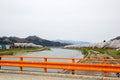 Yokomachi Bridge and fully bloomed cherry blossoms along Hinokinai River,Kakunodate,Akita,Tohoku,Japan in spring.selective focus