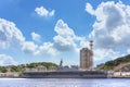 Destroyer JS Izumo DDH-183 of Japan Maritime Self-Defense Forces berthed in Yokosuka naval port.