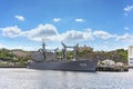 Replenishment oiler ships JS Tokiwa of japan maritime self-defense force in Yokosuka naval port.