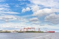 Tower cranes of the Yokosuka Shipyard Sumitomo Heavy Industries Marine & Engineering.