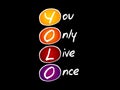 YOLO - You Only Live Once, acronym Royalty Free Stock Photo