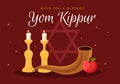 Yom Kippur Celebration Hand Drawn Cartoon Flat Illustration to Day of Atonement in Judaism on Background Design