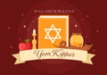 Yom Kippur Celebration Hand Drawn Cartoon Flat Illustration to Day of Atonement in Judaism on Background Design