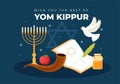 Yom Kippur Celebration Hand Drawn Cartoon Flat Illustration to Day of Atonement in Judaism on Background Design