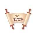 Yom Kippur Day of Atonement Jewish holiday typography poster. Old scroll paper with lettering. Easy to edit vector template for,