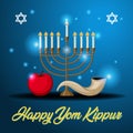 Yom Kippur logo greeting card template or background with shofar