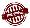 Yom Kippur - red round grunge button, stamp