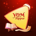 Yom Kippur text in marquee lights triangle frame with kopiah hat