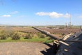 Yom Kippur War memorial at quineitra viewpoint on Golan Heights with Israeli tank turret aiming to Syria