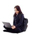 Yong pretty Asian student studying whit laptop Royalty Free Stock Photo