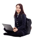 Yong pretty Asian student studying whit laptop Royalty Free Stock Photo