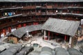 The inner part of round tulou `earthen house`, traditional communal residence of Hakka people, China Royalty Free Stock Photo
