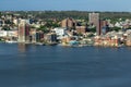 Yonkers, NY / United States - May 2, 2020: Landscape view of Yonkers along the Hudson River at Sunset Royalty Free Stock Photo