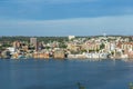 Yonkers, NY / United States - May 2, 2020: Wide angle view of Yonkers along the Hudson River at Sunset Royalty Free Stock Photo
