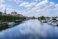 yonne river and boats along bank in auxerre