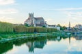 Yonne River and churches, in Auxerre