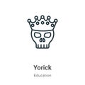 Yorick outline vector icon. Thin line black yorick icon, flat vector simple element illustration from editable literature concept Royalty Free Stock Photo