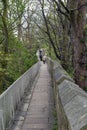 Elevated walkway on York City Walls, Bar Walls or Roman walls, ancient monument encircling historic City of York, England, UK