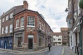 Old brick building at corner of Swinegate Street in historic district of City of York, England, UK Royalty Free Stock Photo