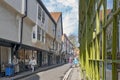 Shops along Minster Gates street near York Minster in historic district of City of York, England, UK