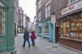 Shops along Minster Gates street near York Minster in historic district of City of York, England, UK
