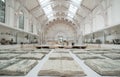 York England. Interior of first floor exhibition space at York Art Gallery, showing ceramics exhibition