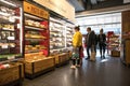 Interior of Pret a Manger cafe store shop with food on display Royalty Free Stock Photo