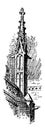 York Minster Buttress Pinnacle, walls, vintage engraving