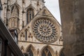 York minster church windows above city streets Royalty Free Stock Photo